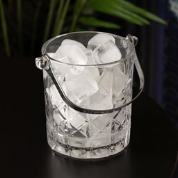 Balde de Vidro para Gelo C/alça e Pegador Aço Inox Flor de Lótus 1 Litro Wolff - 4