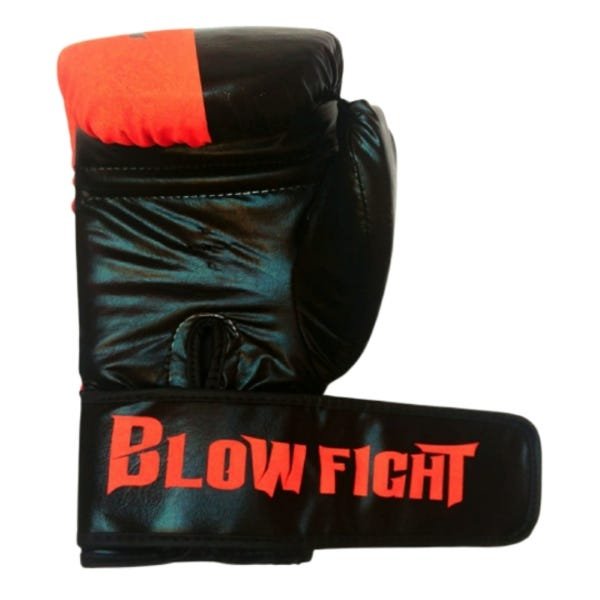 Luva de Boxe e Muay Thai Preto com Laranja Blow Fight 12 oz - 4