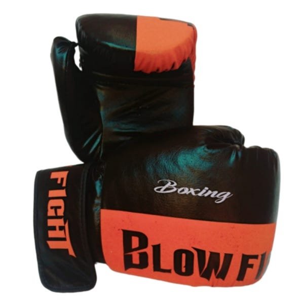 Luva de Boxe e Muay Thai Preto com Laranja Blow Fight 12 oz - 2