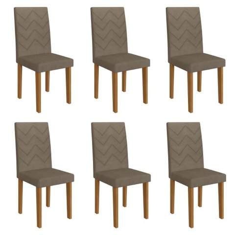 Kit 6 Cadeiras de Jantar Estofadas 43,5cm Multimóveis CR50218