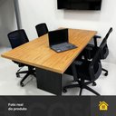 Ver imagem 2 de Mesa de Reunião Retangular Escritório Moderno sem Gavetas MDF 200cm Freijó com Preto