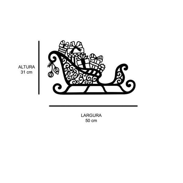 Aplique de Natal Vazado em MDF Trenó com Presentes - 2