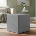 Ver imagem 1 de Puff Sense Bouclé Premium Assento Extra Decorativo para Sala Quarto Design Moderno Cinza