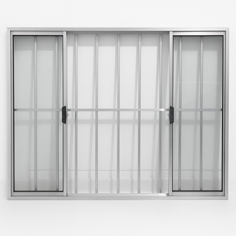 Vitrô 4 Folhas de Correr Aluminio Brilhante com Grade 1,00x1,50
