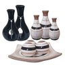 Conjunto Centro de Mesa com Trio de Garrafas e Par de Vasos - Black Beige - 1