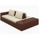 Ver imagem 2 de Sofá Ilha 2 Lugares 245cm Jasmim Courino Marrom | Linho Off White - Sallar Home