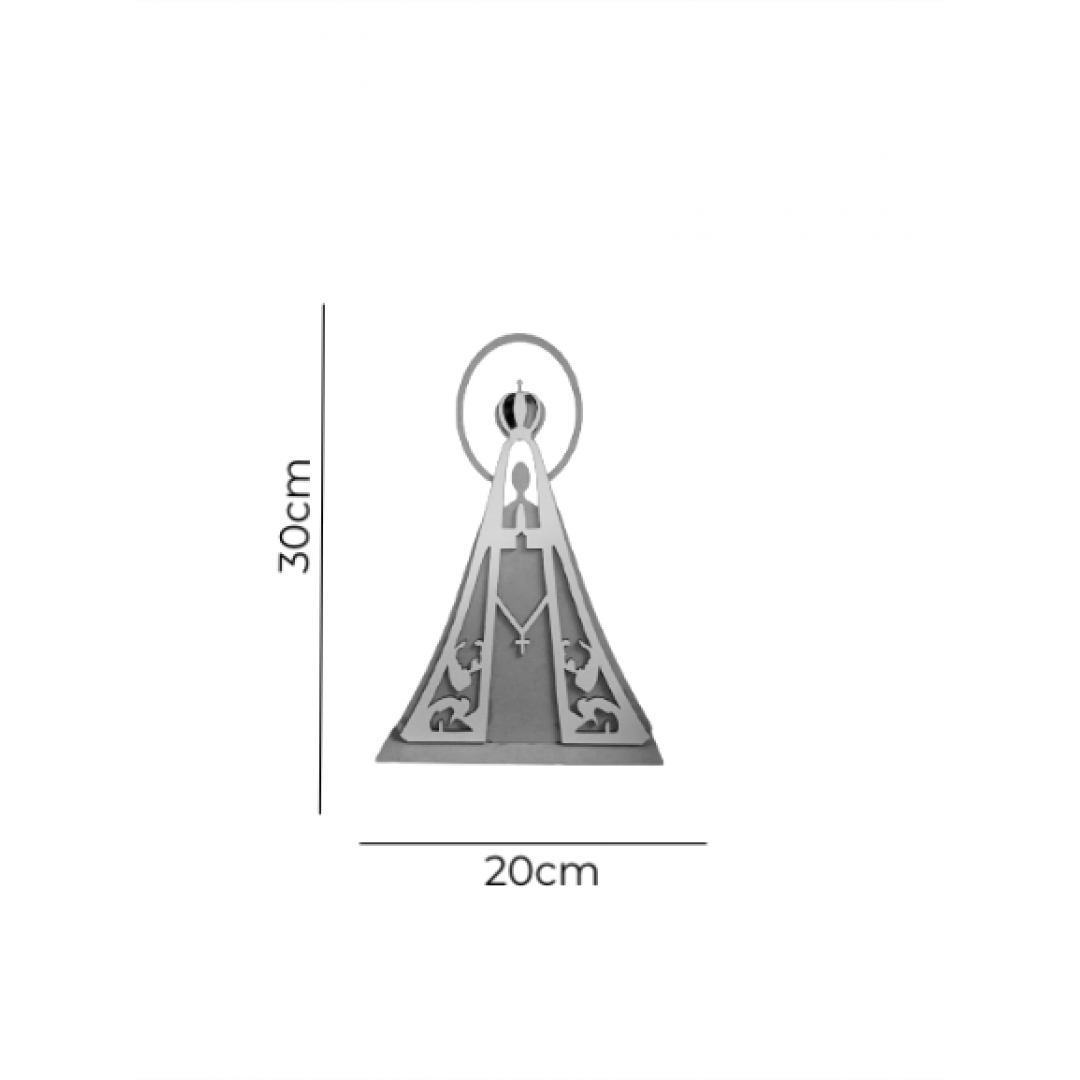 Enfeite de Mesa em MDF de Nossa Senhora Aparecida Arco Branco Branco - 3