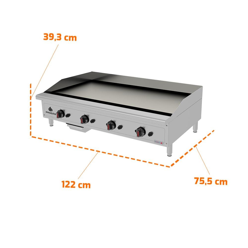 Chapa Bifeteira Profissional Industrial para Lanchonetes Inox a Gás 120cm Pro-120ch - Progás - 3