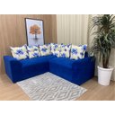 Ver imagem 1 de Sofá Canto Azul Floral 910/72 Belo