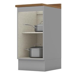 Balcão 1 Porta 40cm Americana Cinza com Tampo Nature - Móveis Henn - 2