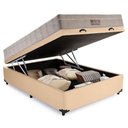 Ver imagem 5 de Cama Baú Casal Sintético + Colchão Ortobom Airtech Molas Ensacadas 65x138x188 Bege