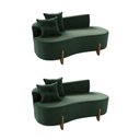 Ver imagem 2 de Kit 02 Sofá Orgânico 2 Lugares c/2 Almofadas Curvo Sala Recepção Veludo Verde - Montanaris Decor