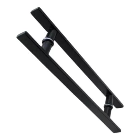 Puxador Aço Inox 304 Preto 100cm (1 Metro) - (80cm entre Furos) Barra Chata Porta Vidro Madeira Port