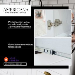 Cozinha Modulada 343cm 6 Peças 12 Portas 7 Gavetas Americana Henn - Branco/nature - 4