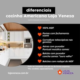 Cozinha Modulada 343cm 6 Peças 12 Portas 7 Gavetas Americana Henn - Branco/nature - 2