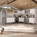Ver imagem 3 de Armário de Cozinha Completa Modulada 11 Pçs Siena Multimóveis Mp2241 Branco-lacca Fumê