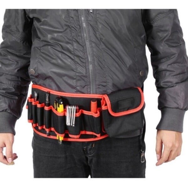 Cinto cartucheira em lona com bolsos e divisorias eletricista multiuso ajustavel cinturao - 3