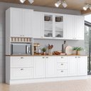 Ver imagem 1 de Cozinha Completa 271,5cm com Paneleiro 11 Portas 5 Gavetas Americana Henn - Branco/nature