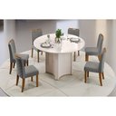 Ver imagem 3 de Mesa de Sala Jantar Chanel C/ Tampo Madeirado C/ Vidro Redondo 136x136cm Off White/off White - Dj M