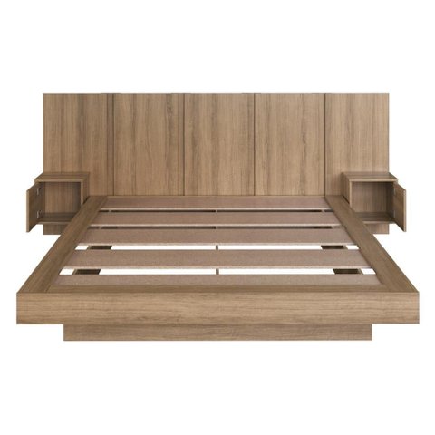 Cama Casal/queen com Cabeceira e 2 Mesas para Colchão 198x158cm Multimóveis Cr40144 Mel