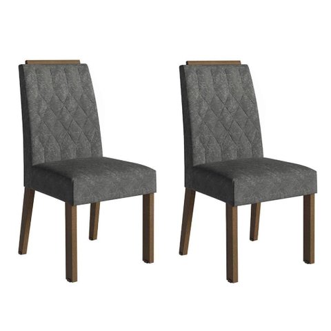 Kit 2 Cadeiras de Jantar 4256 com Espaldar Rustic-silver Madesa