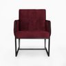 Poltrona Megan Luxo Decorativo Base Preto Suede Bordô - 3