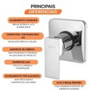 Ver imagem 5 de Acabamento Monocomando para Chuveiro Alta e Baixa Pressão 2997 Axion Slim Meber Metais Cinza