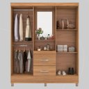 Ver imagem 3 de Guarda Roupa Solteiro 4 Portas com Espelho e 2 Gavetas Lord - Amêndola Touch