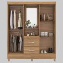 Ver imagem 3 de Guarda Roupa Solteiro 4 Portas com Espelho e 2 Gavetas Lord - Amêndola Touch