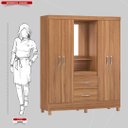 Ver imagem 4 de Guarda Roupa Solteiro 4 Portas com Espelho e 2 Gavetas Lord - Amêndola Touch