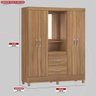 Guarda Roupa Solteiro 4 Portas com Espelho e 2 Gavetas Lord - Amêndola Touch - 2