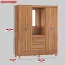 Ver imagem 2 de Guarda Roupa Solteiro 4 Portas com Espelho e 2 Gavetas Lord - Amêndola Touch