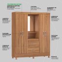 Ver imagem 5 de Guarda Roupa Solteiro 4 Portas com Espelho e 2 Gavetas Lord - Amêndola Touch