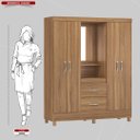 Ver imagem 4 de Guarda Roupa Solteiro 4 Portas com Espelho e 2 Gavetas Lord - Amêndola Touch