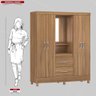 Guarda Roupa Solteiro 4 Portas com Espelho e 2 Gavetas Lord - Amêndola Touch - 4