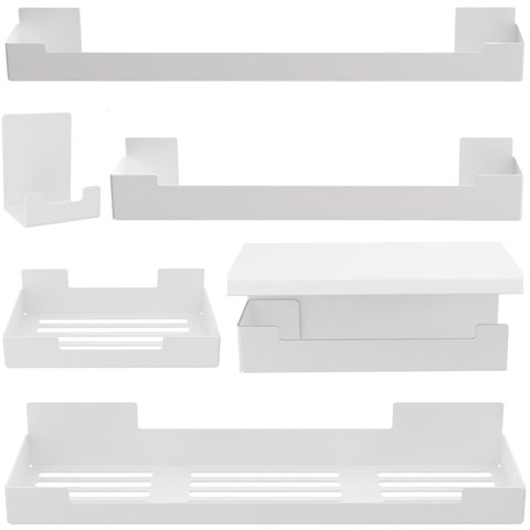 Kit de Acessórios para Banheiro 6 Peças Adesivo Branco F.elg