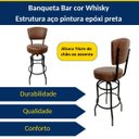 Ver imagem 5 de Banqueta Alta Bar Giratória com Encosto Cor Preta Assento Grosso Confortável Cor Whisky Kit 4 Peças
