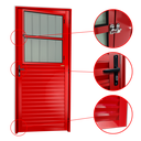 Ver imagem 2 de Porta de Sala Alumínio 86 Esq. V.Boreal Vermelho Brimak