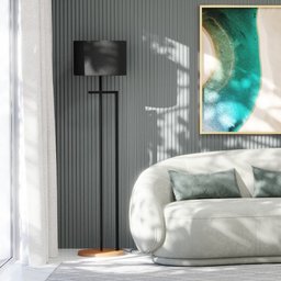 Luminária Abajur de Chão Indústrial Salone Preto com Cúpula Preta - 2