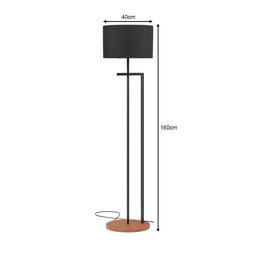 Luminária Abajur de Chão Indústrial Salone Preto com Cúpula Preta - 6