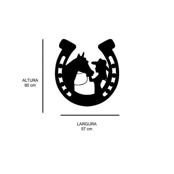 Escultura de Parede em MDF Ferradura Cavalo - 3