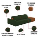 Ver imagem 3 de Sofá Ilha 2 Lugares Living 272cm Modulado para Sala Lary Veludo Verde K01 - D'Rossi