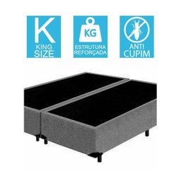 Base Cama Box Bipartido King Size Suede Cinza 40x193x203 - 2