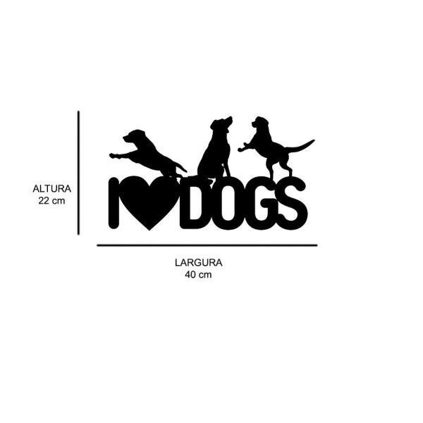 Escultura de Parede em MDF I Love Dogs - 2