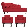Kit Diva Recamier Diana 185cm Lado Direito e 02 Poltronas Classic Suede Vermelho - ADJ Decor - 1