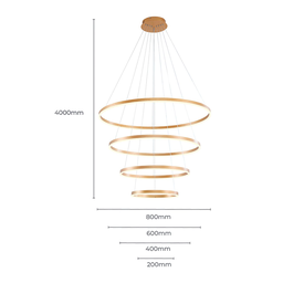 Lustre Pendente Nitrolux Lp-803 4 Módulos Dourado Led Bivolt - 3