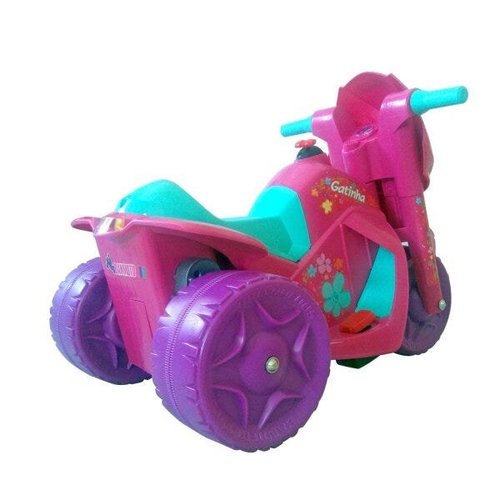 Moto Eletrica Infantil Bandeirante Banmoto 6V Gatinha Rosa na