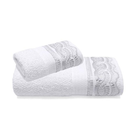 Jogo de Toalhas com Renda 2 Peças em Algodão 500g/m² Buettner Freire Branco