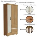 Ver imagem 4 de Guarda Roupa Solteiro 3 Portas Coimbra 186x76 Cm Armoveis Atacama Off White