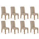 Ver imagem 1 de Kit 8 Cadeiras para Sala de Jantar Yasmin Marrom/Freijó/Kraft